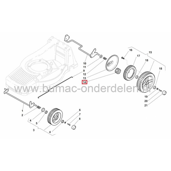 Tandwiel Wielaandrijving 14T Castelgarden, Stiga Grasmaaiers, GGP Rondsel voor Aandrijving van de Wielen bij TU504TR, Turbo 50SH Cirkelmaaiers, Loopmaaiers, Aandrijftandwiel 14 Tands, Rondsels en Tandwielen voor CASTELGARDEN, STIGA, ALPINA, MOUNTFIELD