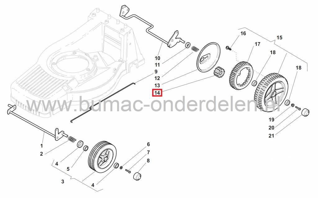 Tandwiel Wielaandrijving 14T Castelgarden, Stiga Grasmaaiers, GGP Rondsel voor Aandrijving van de Wielen bij TU504TR, Turbo 50SH Cirkelmaaiers, Loopmaaiers, Aandrijftandwiel 14 Tands, Rondsels en Tandwielen voor CASTELGARDEN, STIGA, ALPINA, MOUNTFIELD