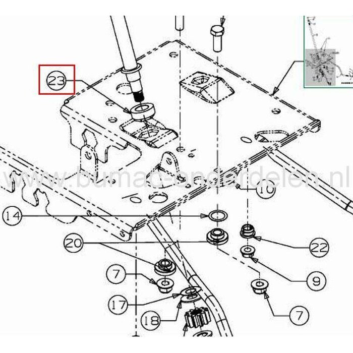 Stuurbus - Lagerbus met Zeskant voor MTD, Wolf, Bolens, Cub Cadet, Yardman, White Zitmaaier, Tuintrekker GLX92RH, 155/92, GLX105, GLX105RA, GLX105RH, GLX105RHL-K, ELX107, SLX107RH, LTX1055
