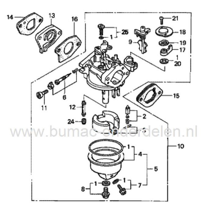 Carburateurpakking voor Honda GX110 - GX120 - GX140 - GX160 - GX200 - GX340 - GX390 en GXV140 Motor met Horizontale Krukas op Aggregaat - Waterpomp - Trilplaat - Generator - Houtversnipperaar - Tuinfrees, onderdeel, GX 110, GX 120, GX 140, GX 160, GX 200,