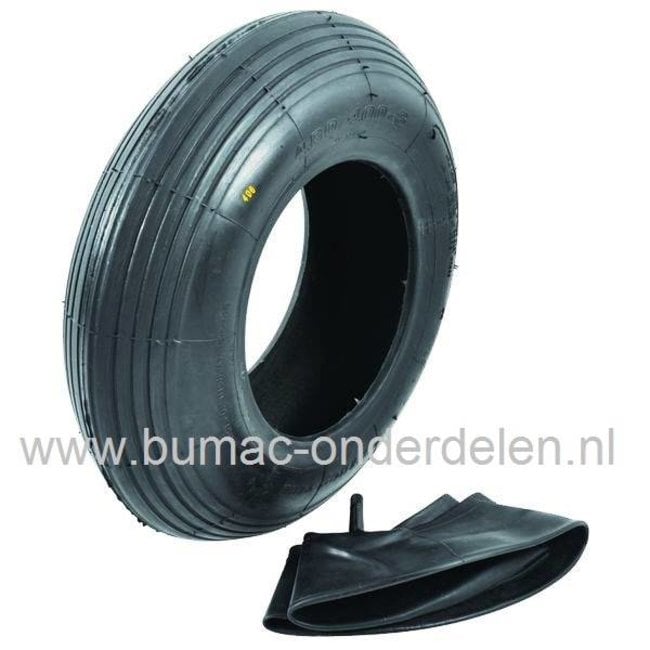 Buitenband met Binnenband 4.00-8 - 4.80-8 voor Kruiwagen, Handkar, Aanhanger, Skelter, Mobiele Aggregaat, Cart Degelijke Bandenset bestaande uit Buitenband met Binnenband 400x8, 4,00-8, 480-8, 4,80-8 met Recht Ventiel