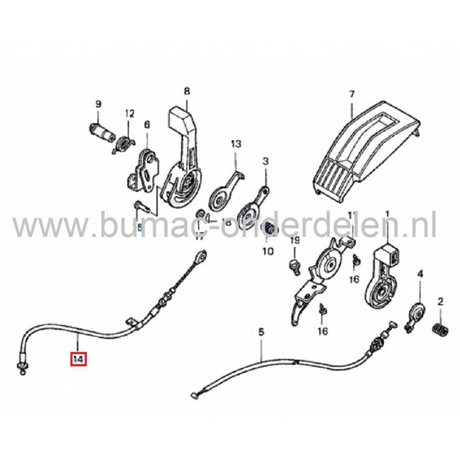 Koppelingskabel HONDA HRA1950, HR2150, HR2160, HRA215, HRA2150, HRA216