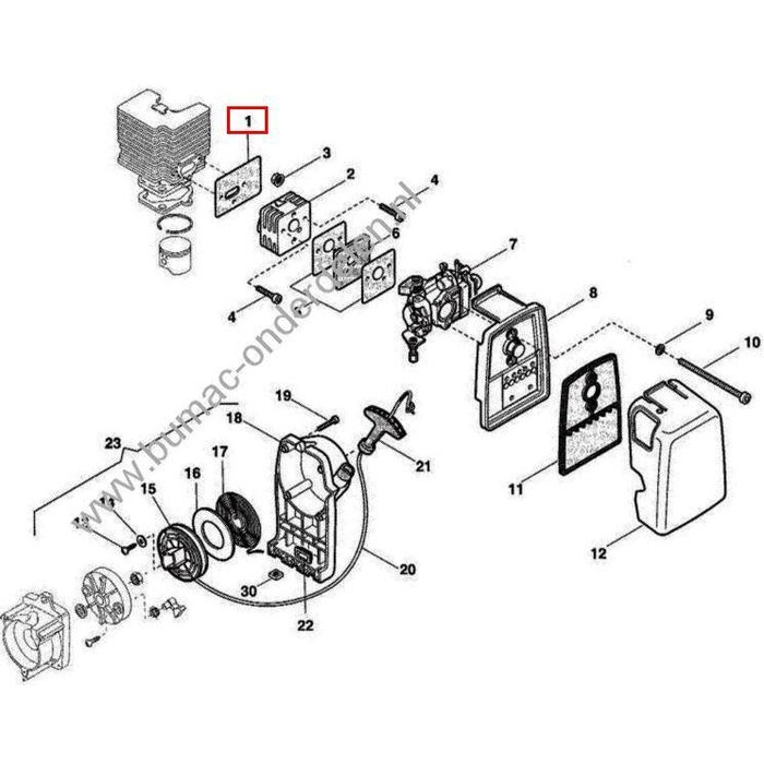 Inlaatpakking tussen Spruitstuk en Cilinder voor Stiga, Castelgarden, Alpina en Mountfield Bosmaaier, Inlaat Dichting voor Stiga SB 39 en SB 40, Alpina Star 36 en Star 41, Castelgarden XB 36 en XB 41 Bosmaaiers, Trimmers, Bermmaaier, Motorzeis