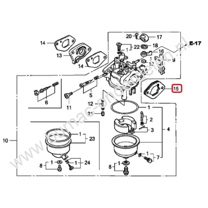 Tussenring voor Honda GXV120 en GXV160 Carburateur, Tussenring voor Carburator van Honda GXV 120 en GXV 160 Motor op Grasmaaier, Grasmachine, Veegmachine, Frees Carburateur Pakking, Dichting