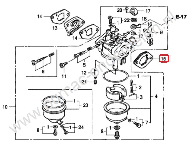 Tussenring voor Honda GXV120 en GXV160 Carburateur, Tussenring voor Carburator van Honda GXV 120 en GXV 160 Motor op Grasmaaier, Grasmachine, Veegmachine, Frees Carburateur Pakking, Dichting
