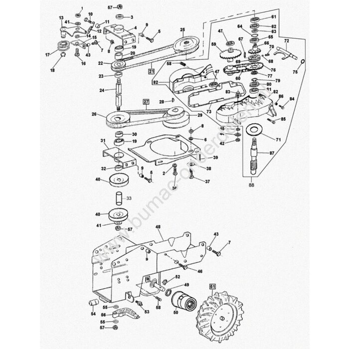 V snaar voor Aandrijving van de Freesmessen bij Alko Concord Combi BF5002-R Tuinfrees, Hakfrees, Aandrijfriem voor Alko Concord Combi BF 5002-R Frees Aandrijving Messen, Alko Balkmaaier BM660, BM660/II, BM870, BM870/II, BM875/II
