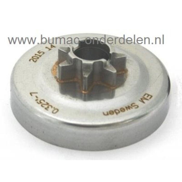 Koppelingstrommel Husqvarna, Jonsered Kettingzagen, Aandrijftandwiel HUSQVARNA 445, 450, 455, 460, 461, JONSERED CS2255 Kettingzaag, Motorzaag, Aandrijftandwielen met Uitsparing voor Oliepompaansluiting, ELECTROLUX Koppelingstrommels, Motorkettingzagen