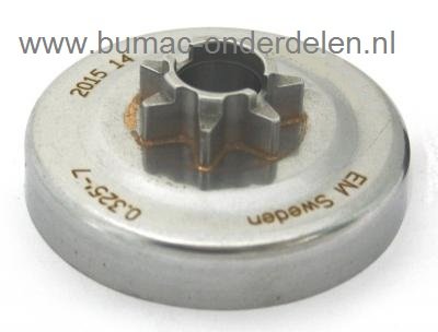 Koppelingstrommel Husqvarna, Jonsered Kettingzagen, Aandrijftandwiel HUSQVARNA 445, 450, 455, 460, 461, JONSERED CS2255 Kettingzaag, Motorzaag, Aandrijftandwielen met Uitsparing voor Oliepompaansluiting, ELECTROLUX Koppelingstrommels, Motorkettingzagen