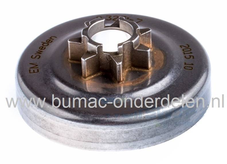 Koppelingstrommel Husqvarna, Jonsered Kettingzagen, Aandrijftandwiel HUSQVARNA 445, 450, 455, 460, 461, JONSERED CS2255 Kettingzaag, Motorzaag, Aandrijftandwielen met Uitsparing voor Oliepompaansluiting, ELECTROLUX Koppelingstrommels, Motorkettingzagen