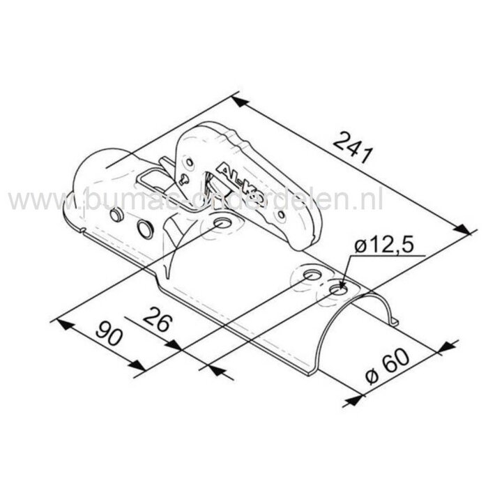 Kogelkoppeling voor Ongeremde Aanhanger tot 750 Kg, Dissel Aansluiting Ø 60 mm Stalen Aanhangerkoppeling
