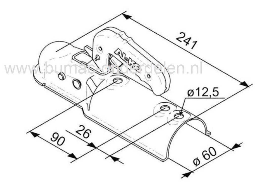 Kogelkoppeling voor Ongeremde Aanhanger tot 750 Kg, Dissel Aansluiting Ø 60 mm Stalen Aanhangerkoppeling