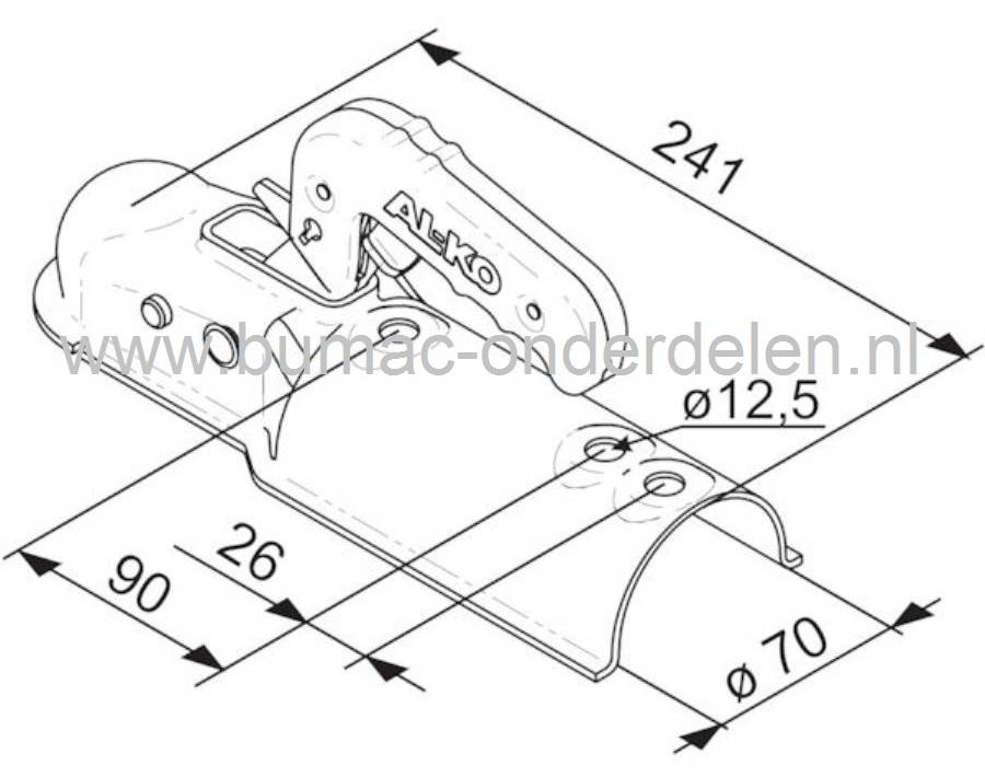 Kogelkoppeling voor Ongeremde Aanhanger tot 750 Kg, Dissel Aansluiting Ø 70 mm Stalen Aanhangerkoppeling