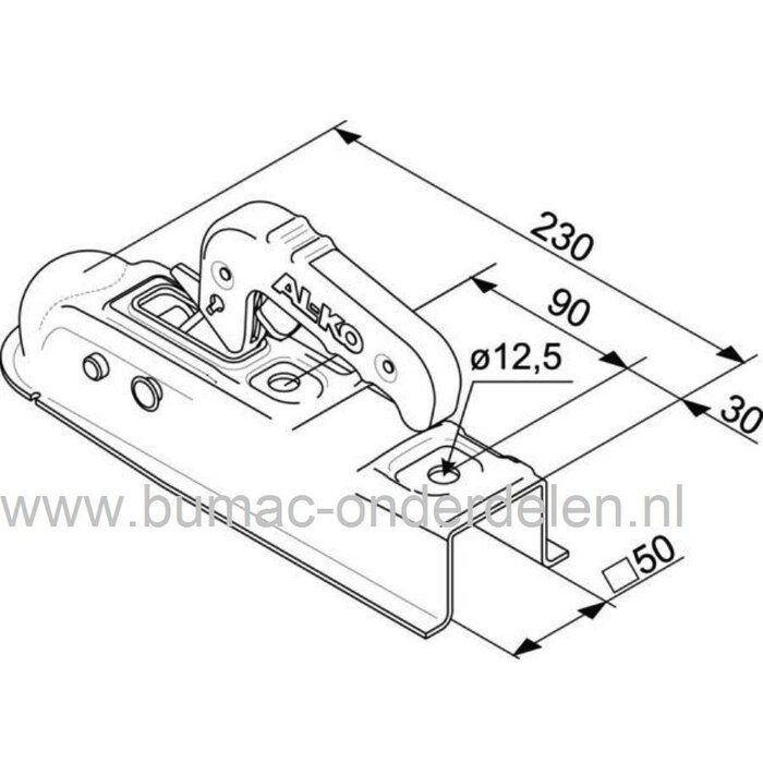 Kogelkoppeling voor Ongeremde Aanhanger tot 750 Kg, Dissel Aansluiting 50 mm Stalen Aanhangerkoppeling