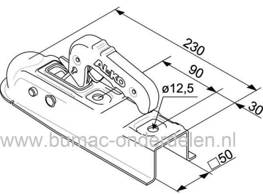 Kogelkoppeling voor Ongeremde Aanhanger tot 750 Kg, Dissel Aansluiting 50 mm Stalen Aanhangerkoppeling