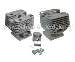 Cilinderset Ø 35 mm voor Stihl FS300 Bosmaaier, Stihl Cylinder met Zuiger, Zuigerveren, Pistonpen en Decompressieklepboring Compleet voor FS 300 Bermmaaiers, Complete Cylinderset Stihl