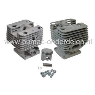 Cilinderset Ø 35 mm voor Stihl FS300 Bosmaaier, Stihl Cylinder met Zuiger, Zuigerveren, Pistonpen en Decompressieklepboring Compleet voor FS 300 Bermmaaiers, Complete Cylinderset Stihl