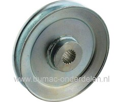 Poelie op Tuff Torq Aandrijfbak voor Stiga, Dolmar, Castelgarden, Mountfield, Alpina Zitmaaier, Tuintrekker, Frontmaaier, Aandrijfpoelie op Tuff Torq of Kanzaki Aandrijfbak, Hydrostaat K46