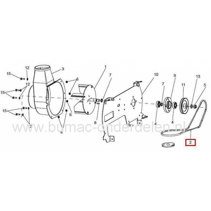 V snaar voor Ibea Vision Frontmaaier Blower Aandrijving, Snaar voor Aandrijving Blower om Gras in Vangbak te gooien, onderdeel