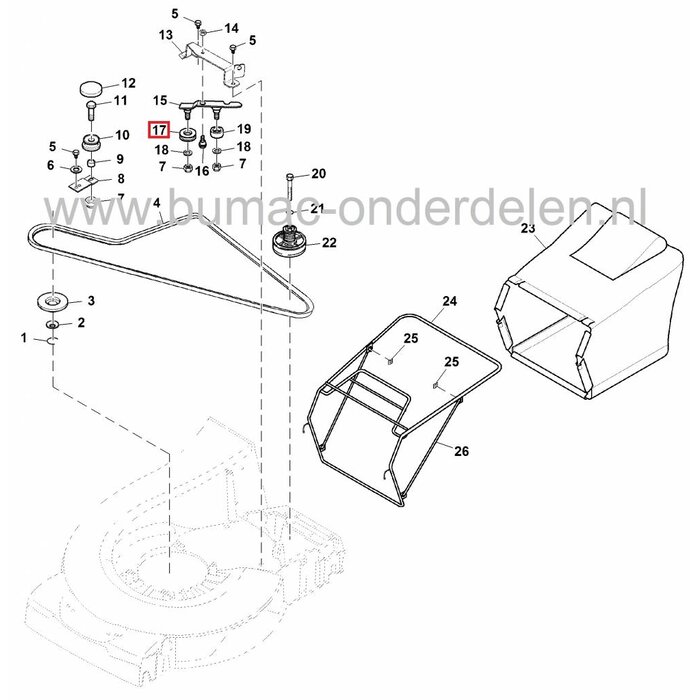 Spanpoelie voor John Deere, Sabo en Ibea Cirkelmaaiers, Loopmaaiers, Grasmaaiers, Spanriemschijven, Riemspanrollen, Poelie's, JOHN DEERE, SABO, IBEA V-snaar pouly's voor Gazonmaaiers