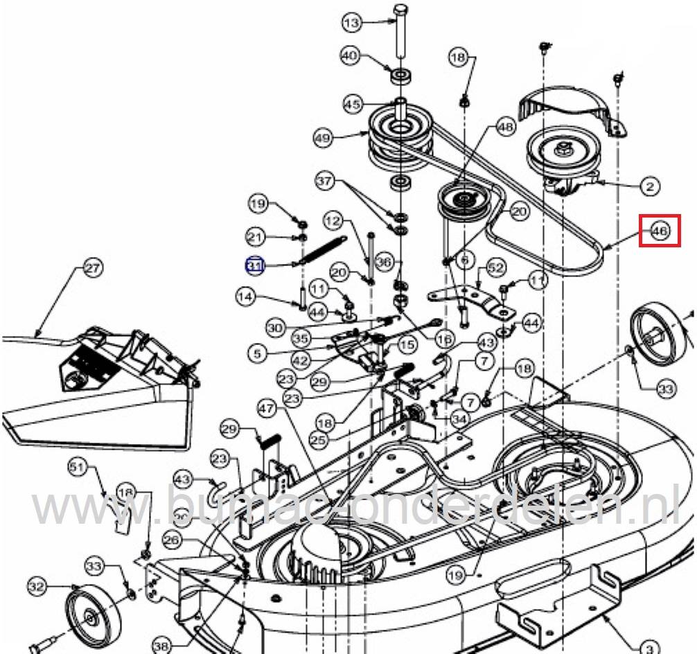 V snaar van Motor naar Maaidek op 42 Inch - 107 Cm Zijuitworp of Mulch Maaihuis op Zitmaaier - Tuintrekker van MTD, Yardman, Cub Cadet, Gutbrod en Wolf Aandrijfsnaar voor Zitmaaier 604G, AF6135, AG6145, AG6150K, DLX96SA, DLX107 SALK, DLX107SHL, HG6180