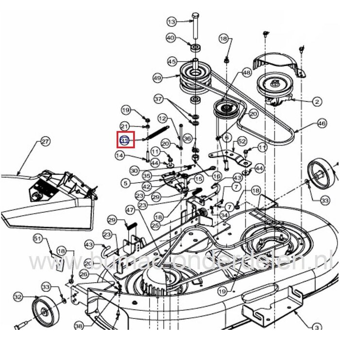 Veer voor Spanpoelie van MTD, Cub Cadet, Yard Man en Wolf Zitmaaier, Tuintrekker, Trekveer voor het op spanning brengen van de V snaar van Motor naar Maaidek zodat de Messen gaan Draaien voor Model 604G, AF 6135, AG 6145, AG 6150 K, DLX 96 SA, DLX107 SALK