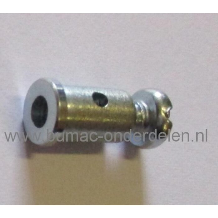 Schroefnippel voor Kabel T/m 1,8 mm Schroefnippel Lengte 10 mm, Diameter Ø 6 mm, Kabelton voor Zitmaaier, Tuintrekker, Frontmaaier, Tuinfrees, Hakfrees, Grasmaaier, Veegmachine, Cart, Skelter, Brommer Schroefton