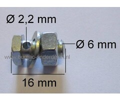 Schroefnippel voor Kabel T/m 2,2 mm Lengte 16 mmm Diameter Ø 6 mm Verbindingsklem voor Grasmaaier, Zitmaaier, Frontmaaier, Tuintrekker, Veegmachine, Tuinfrees, Waterpomp, Hakfrees, Brommer, Cart, Skelter, Bobcat, Hoogwerker