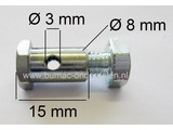Schroefnippel voor Kabel T/m 3 mm Schroefnippel Lengte 15 mm, Diameter Ø 8 mm, Kabelton voor Zitmaaier, Tuintrekker, Frontmaaier, Tuinfrees, Hakfrees, Grasmaaier, Veegmachine, Cart, Skelter, Brommer Schroefton Verpakt per 4 Stuks