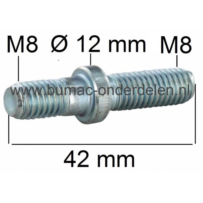 Tapeind M8 voor STIHL 024 t/m 066 en MS240 t/m MS660, Kettingzaag - Motorzaag Kraagbout, Draadeind voor Montage Zaagblad en Rechter Zijkap van Motorzaag, Kettingzaag 024, 026, 028, 034, 036, 038, 042, 044, 049, 048, 064, 066, MS240, MS260, MS261, MS270, M