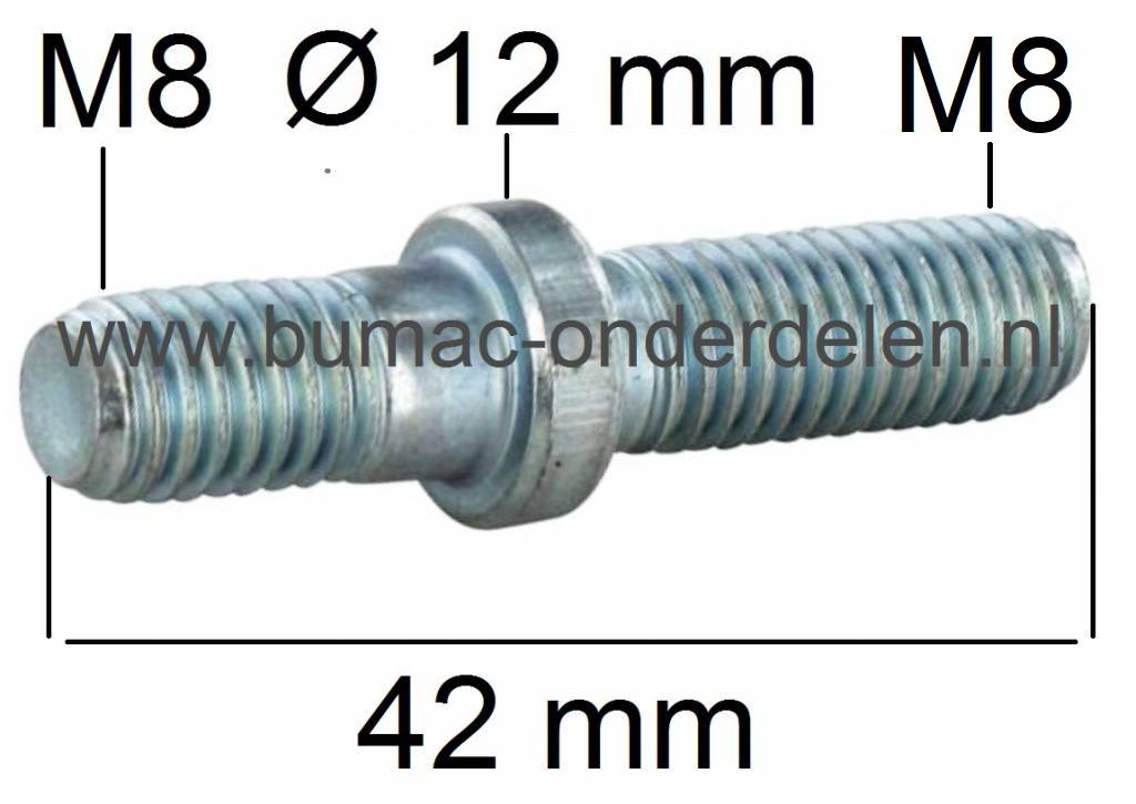 Tapeind M8 voor STIHL 024 t/m 066 en MS240 t/m MS660, Kettingzaag - Motorzaag Kraagbout, Draadeind voor Montage Zaagblad en Rechter Zijkap van Motorzaag, Kettingzaag 024, 026, 028, 034, 036, 038, 042, 044, 049, 048, 064, 066, MS240, MS260, MS261, MS270, M