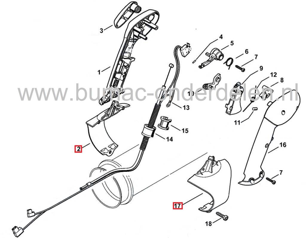 Klembeugelset STIHL BR500, BR550, BR600 Ruggedragen Bladblazer Klembeugel Links en Rechts voor Handgreep van Stihl BR 500, BR 550, BR 600 Bladblazers