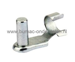 Clip voor Gasveer ALKO Zitmaaiers T13-102HD, Gasveerclip Al-ko, Veerklapbouten voor Gasveren van Vangbakken Alko, Brill Tuintrekkers, Frontmaaiers onderdeel