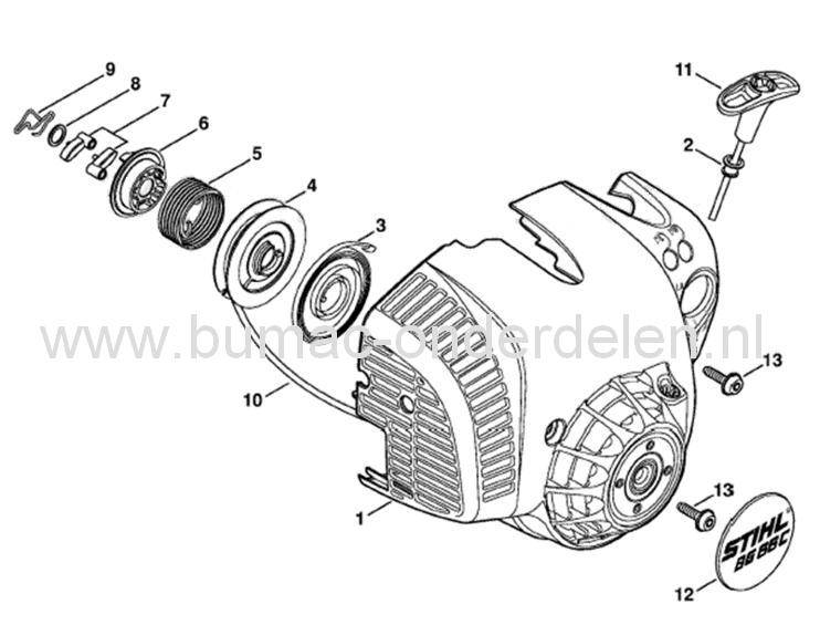 Startpoelie voor Stihl Ergostart - Easy2start Startmechanisme op Bladblazer - Heggenschaar BG56, BG56C, BG66, BG66C, BG86, BG86C, SH56, SH56C, SH86, SH86C, BR200, HS46, HS46C, HS56, HS56C, HS81, HS81R, HS81RC, HS81T, HS81TC, HS82, HS82R, HS86 onderdelen