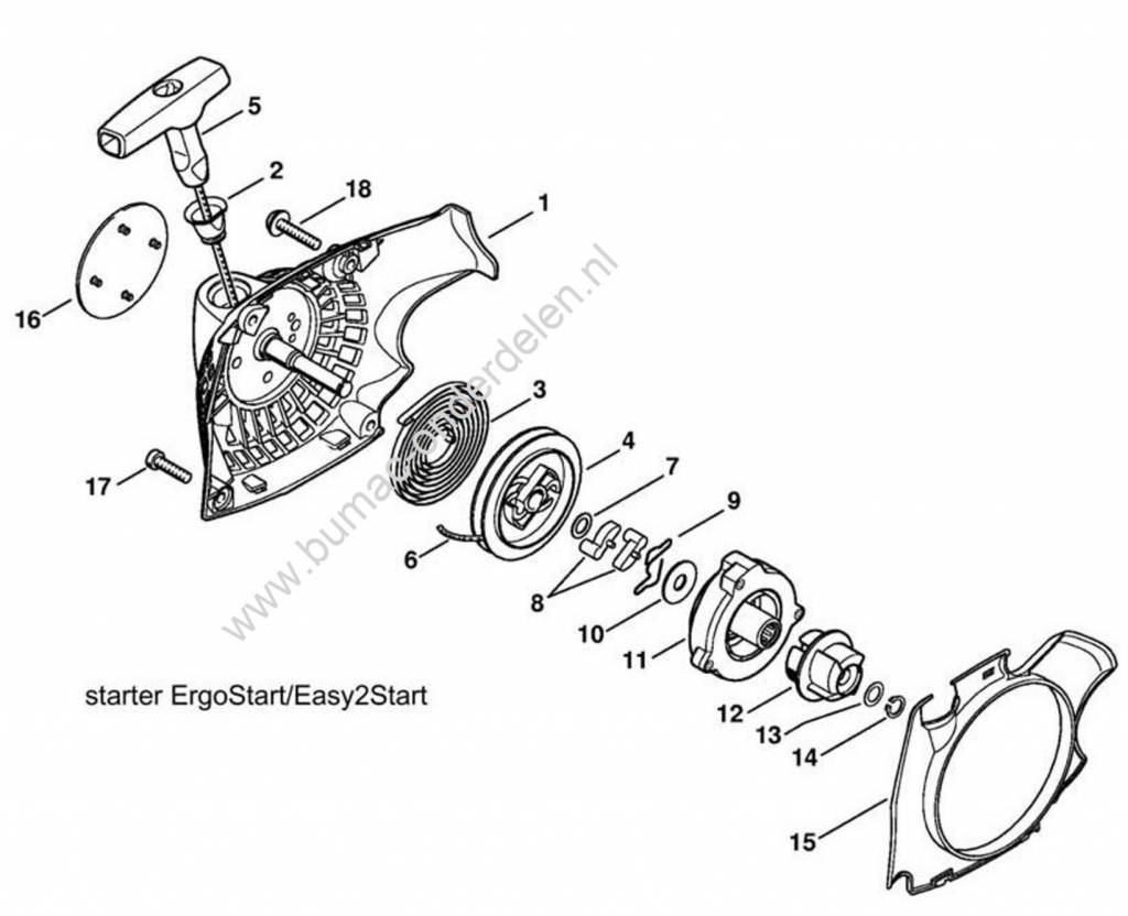 Startpoelie voor Stihl Ergostart - Easystart Startmechanisme op Stihl Kettingzaag MS170, MS171, MS180, MS181, MS210, MS211, MS230, MS231, MS241, MS250 en MS251 Startpouly Stihl Motorzaag