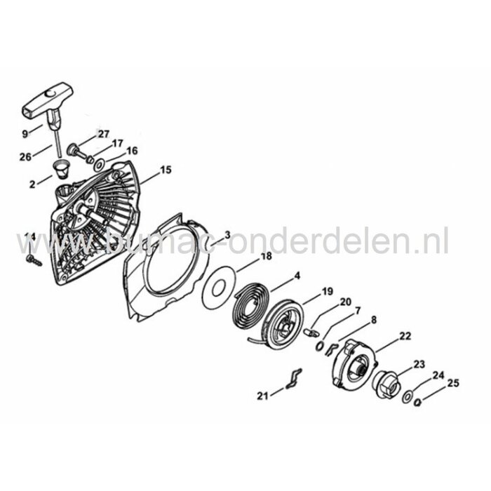 Startpoelie voor Stihl Ergostart - Easystart Startmechanisme op Stihl Kettingzaag MS170, MS171, MS180, MS181, MS210, MS211, MS230, MS231, MS241, MS250 en MS251 Startpouly Stihl Motorzaag
