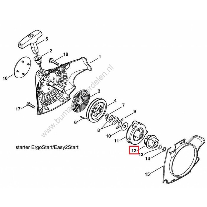 Stihl Meenemer voor Ergostart - Easy2start Startmechanisme op Kettingzaag MS 170, MS 171, MS 180, MS 181, MS 211, Stihl MS170, MS170CE, MS171, MS180, MS180CBE, MS181, MS181CBE, MS211, MS211CBE, onderdeel