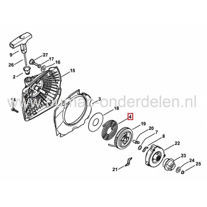 Startveer voor Stihl Ergostart - Easy2start Startmechanisme op Stihl MS231, MS241, MS251 Kettingzaag, Starterveer voor Stihl MS 231, MS 231 CBE, MS 241, MS 241 CBE, MS 251, MS 251 CBE, MS 251 CBEQ Motorzaag