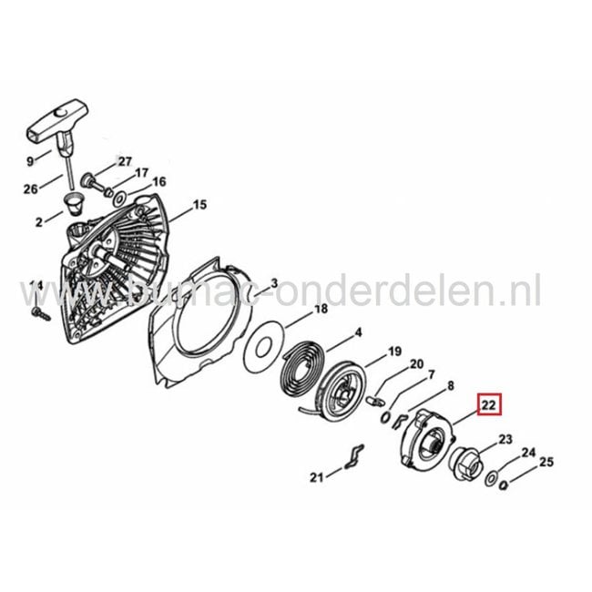 Stihl Hulpveer met Huis voor Ergostart - Easy2start Startmechanisme op Kettingzaag Stihl MS231, MS241, MS251, Stihl Startveer - Hulpveer voor Stihl MS 231, MS 231 CBE, MS 241, MS 241 CBE, MS 251, MS 251 CBE, MS 251 CBEQ Motorzaag