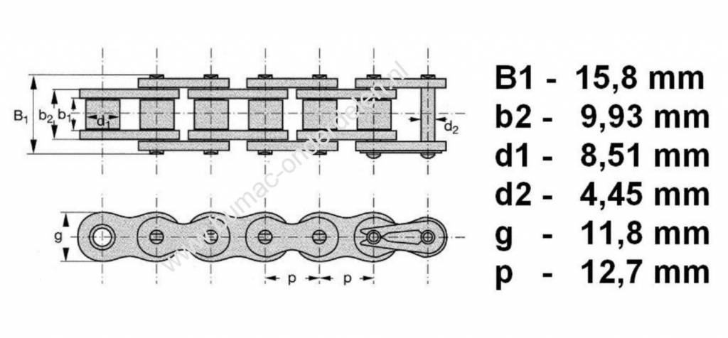 Sluitschakel voor Aandrijfketting 501770 Sluitschakel 1/2x1/4 voor Castelgarden, Stiga, Mountfield, Honda, Alpina, Johndeere, Sabre, Viking, Motec, Solo Zitmaaier - Tuintrekmker
