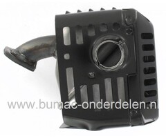 Uitlaat voor Honda GX110 - GX120 - GX140 - GX160 Motor op Waterpomp - Tuinfrees - Generator - Trilplaat - Houtversnipperaar - Aggregaat enz, Uitlaat met Hitteschild Compleet