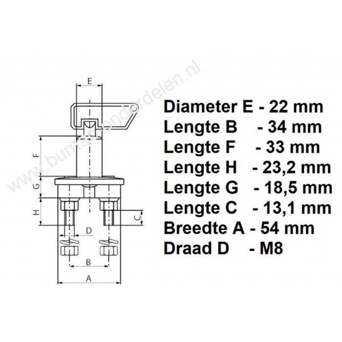 Massaschakelaar - Hoofdschakelaar voor Zitmaaier, Tuintrekker, Frontmaaier, Trilplaat, Generator, Heftruck, Bobcat, Hoogwerker Hoofdstroomafsluiter, Massa Schakelaar, Hoofd Schakelaar, Massaslot