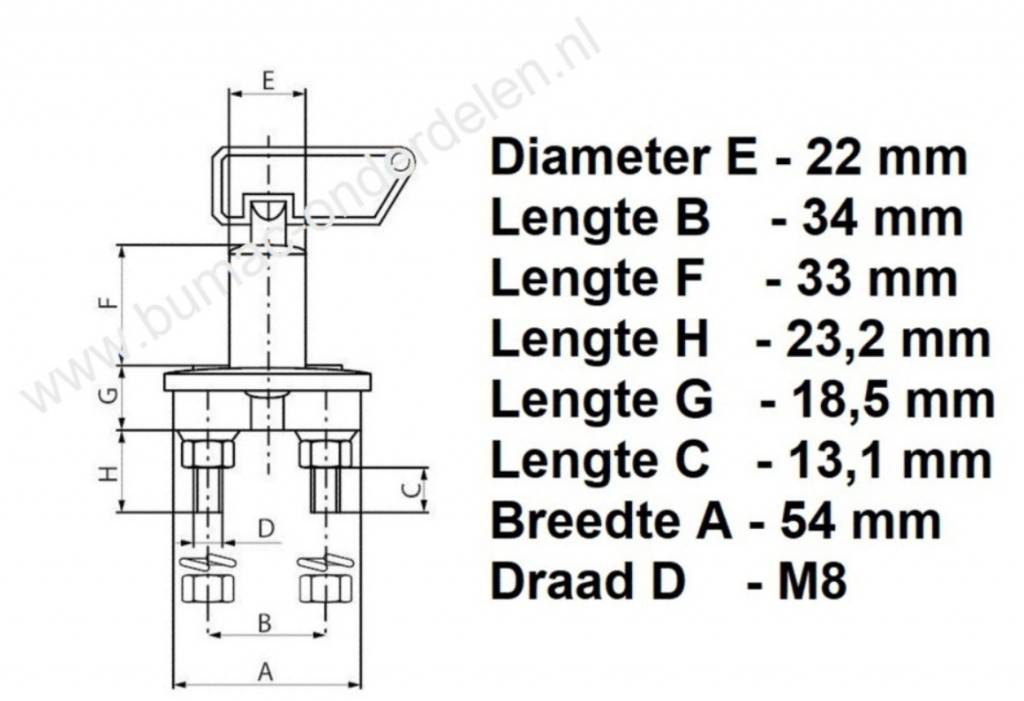Massaschakelaar - Hoofdschakelaar voor Zitmaaier, Tuintrekker, Frontmaaier, Trilplaat, Generator, Heftruck, Bobcat, Hoogwerker Hoofdstroomafsluiter, Massa Schakelaar, Hoofd Schakelaar, Massaslot