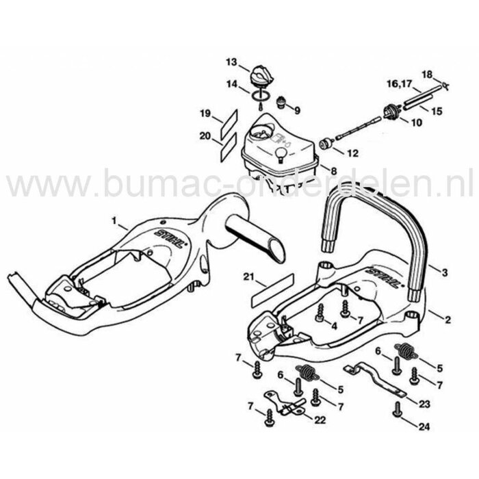 Stihl Benzineslang met Nippel voor Aansluiting  Benzinetank Stihl Heggenschaar, Bladblazer HS 81 R, HS 81 RC, HS 81 T, HS 81 TC, HS 86 R, HS 86 T, BR500, BR550, BR600, BR700