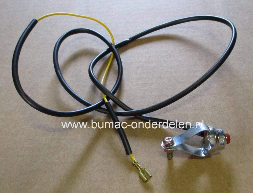 Stopschakelaar - Drukschakelaar voor Grasmaaier - Kooimaaier - Kantensnijder - Tuinfrees - Motor Kruiwagen - Trilplaat - Trilspaan - Hakfrees - Verticuteermachine Motorstopschakelaar