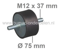 Trillingsdemper Universeel voor Zitmaaiers, Grasmaaiers, Generator, Aggregaat, Tuinfrees, Trilplaat, Houtversnipperaar, Waterpomp, Hakfrees, Kantensnijder, Kart, Antivibratierubbers, Ophangrubbers, Motorsteunen, Motorrubbers, Vibratiedempers, onderdeel