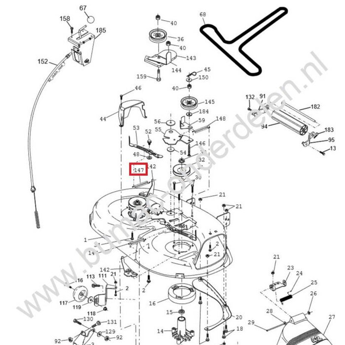 Veer voor Remhendel 84907 voor Afremmen van de Messen van Husqvarna, Jonsered, Partner, Mcculloch, Wizard, Lazer Zitmaaier, Tuintrekker Veer komt onder andere voor op Husqvarna LTH1742, LTH2042, YTH151, YTH150XP