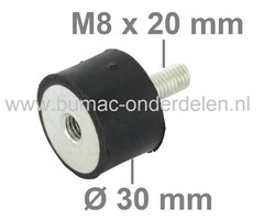 Trillingsdemper Universeel voor Zitmaaiers, Grasmaaiers, Generator, Aggregaat, Tuinfrees, Trilplaat, Houtversnipperaar, Waterpomp, Hakfrees, Kantensnijder, Kart, Antivibratierubbers, Ophangrubbers, Motorsteunen, Motorrubbers, Vibratiedempers