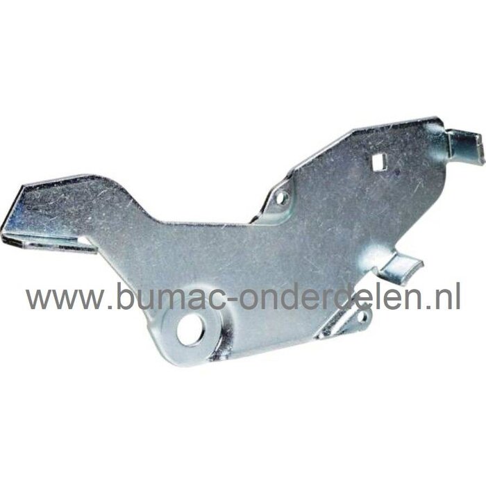 Plaat - Hevel voor Castelgarden, Stiga, Mountfield, Alpina, Dolmar, Honda, Viking, Motec, Johndeere en Sabre Zitmaaier Plaat voor Montage van Remblok en Spanpoelie op 122 Cm Maaidek van Zitmaaier, Tuintrekker Remhevel, Remhendel, Remplaat, Montageplaat