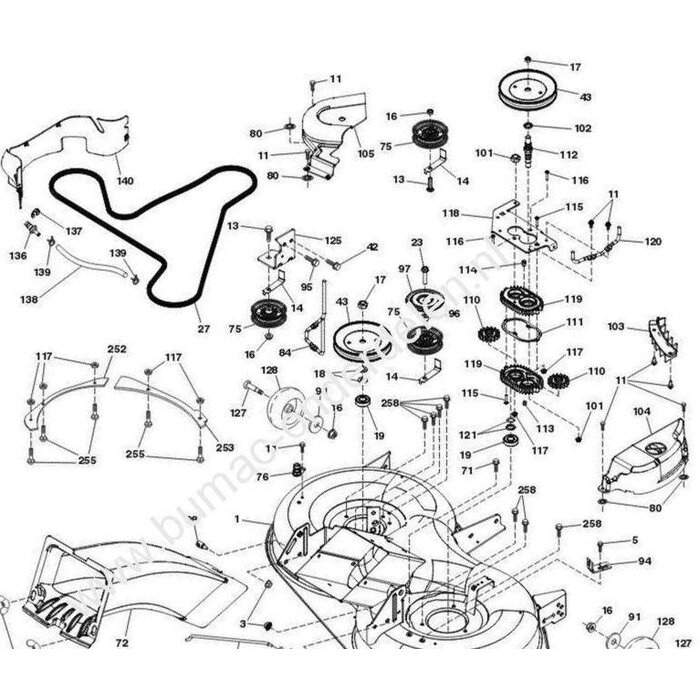 Tandwielhuis helft voor Aandrijving Mes Husqvarna, Jonsered, Partner, Mcculloch, Wizard Zitmaaier, Tuintrekker Tandwielkast TC138, TC142, TC238, TC242, TC338, TC342, CT153, CT154, CTH163, CTH164, CTH173, CTH174, CTH184, CTH194, CTH204, CTH224, CTH2138R, o