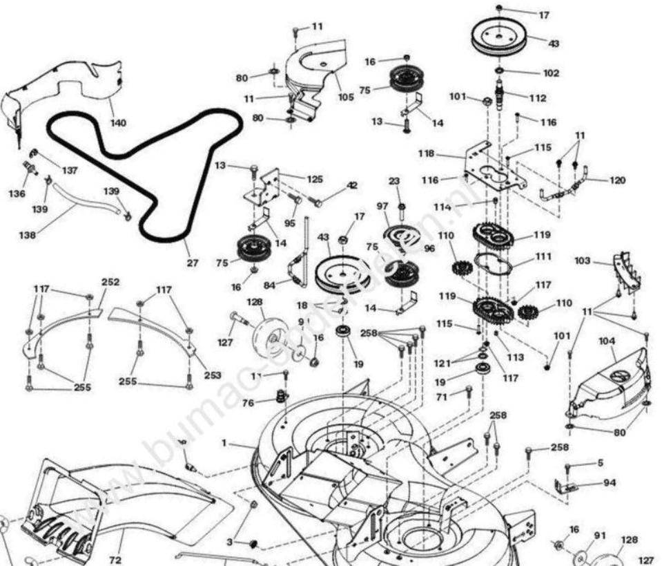 Tandwiel voor Aandrijving Maaimessen Husqvarna, Partner, Jonsered, Mcculloch, Zenoah, Wizard, Lazer, Yardpro Zitmaaier, Tuintrekker TC138, TC142, TC238, TC242, TC338, TC342, CT153, CT154, CTH163, CTH164, CTH173, CTH174, CTH184, CTH194, CTH204, CTH224, CTH